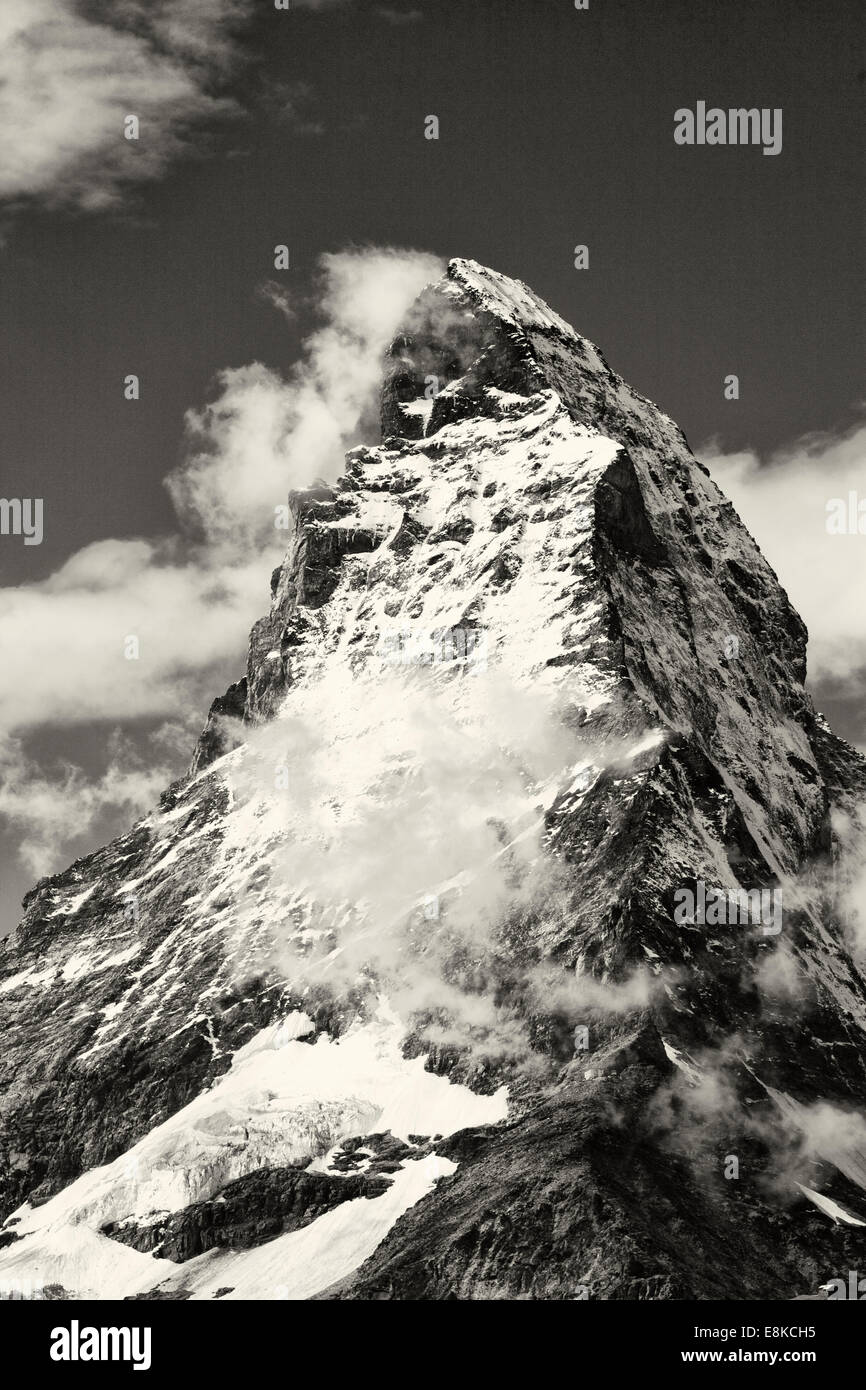 Matterhorn in black and white, Switzerland Stock Photo