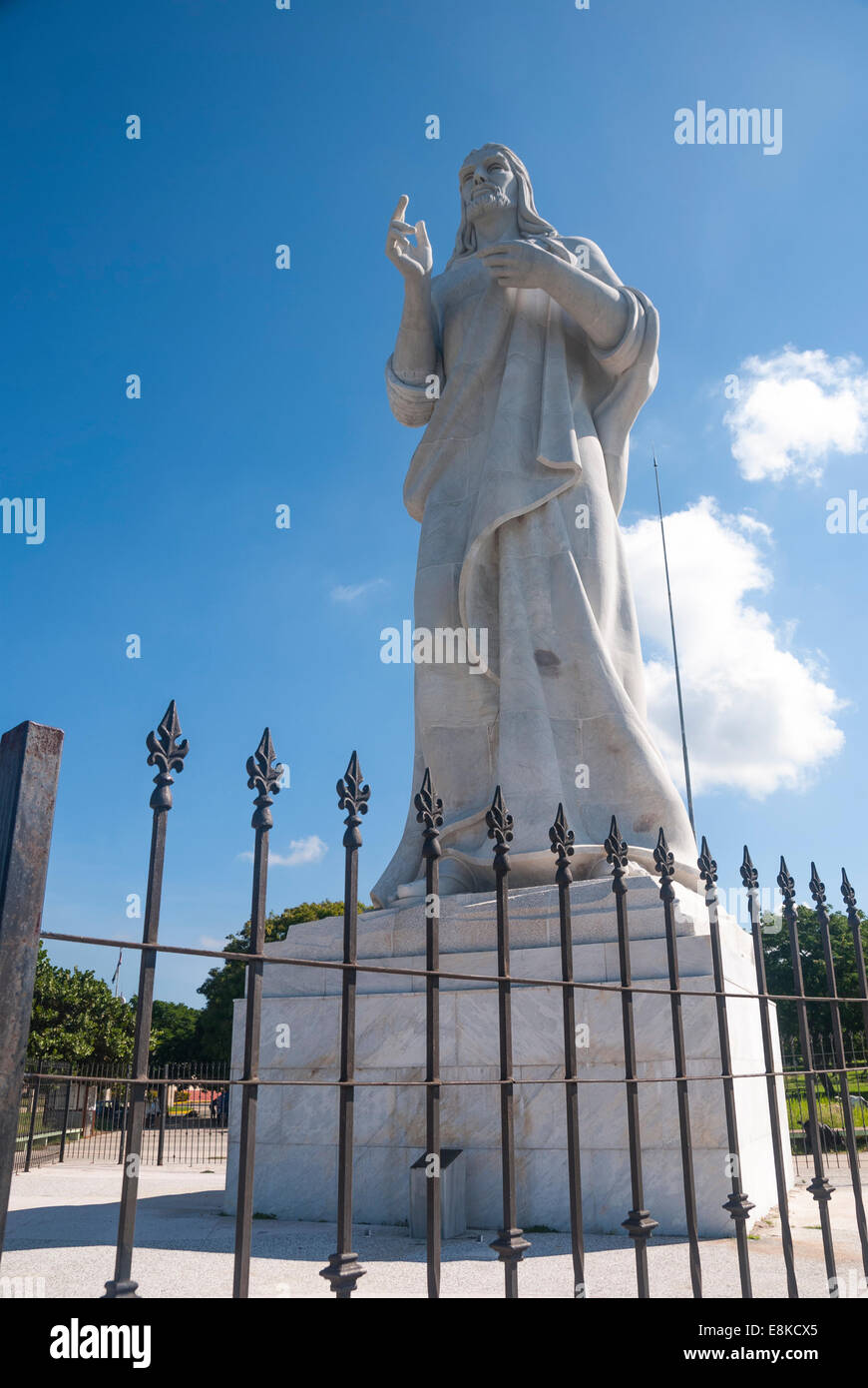 The Cristo de La Habana 'Christ of Havana' is a 20 metre statue overlooking the Havana harbour in the suburb of Casablanca Stock Photo