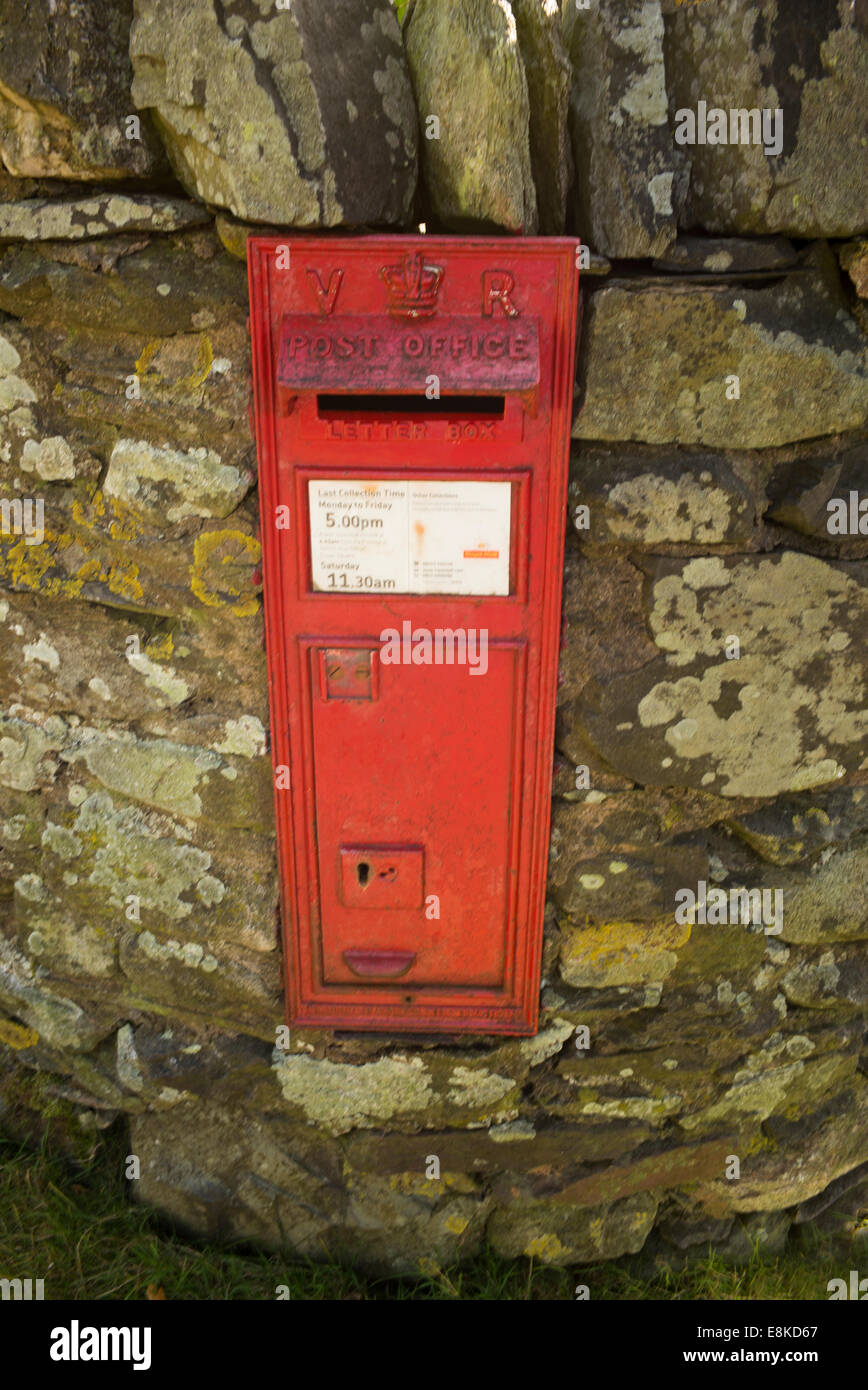 Victorian postbox set into the wall, Martindale Valley, English Lake District, UK. Stock Photo