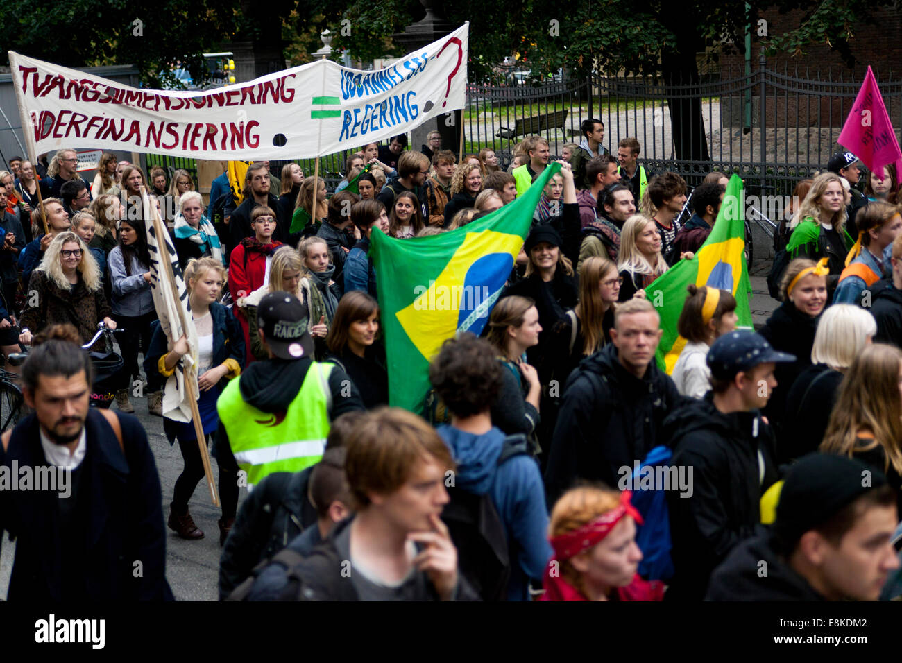 Copenhagen, Denmark. 9th October, 2014. Youth rally in Copenhagen. They demand better education and housing and more jobs. The unemployment rate they face is 20% while the overall rate is 5% Credit:  OJPHOTOS/Alamy Live News Stock Photo