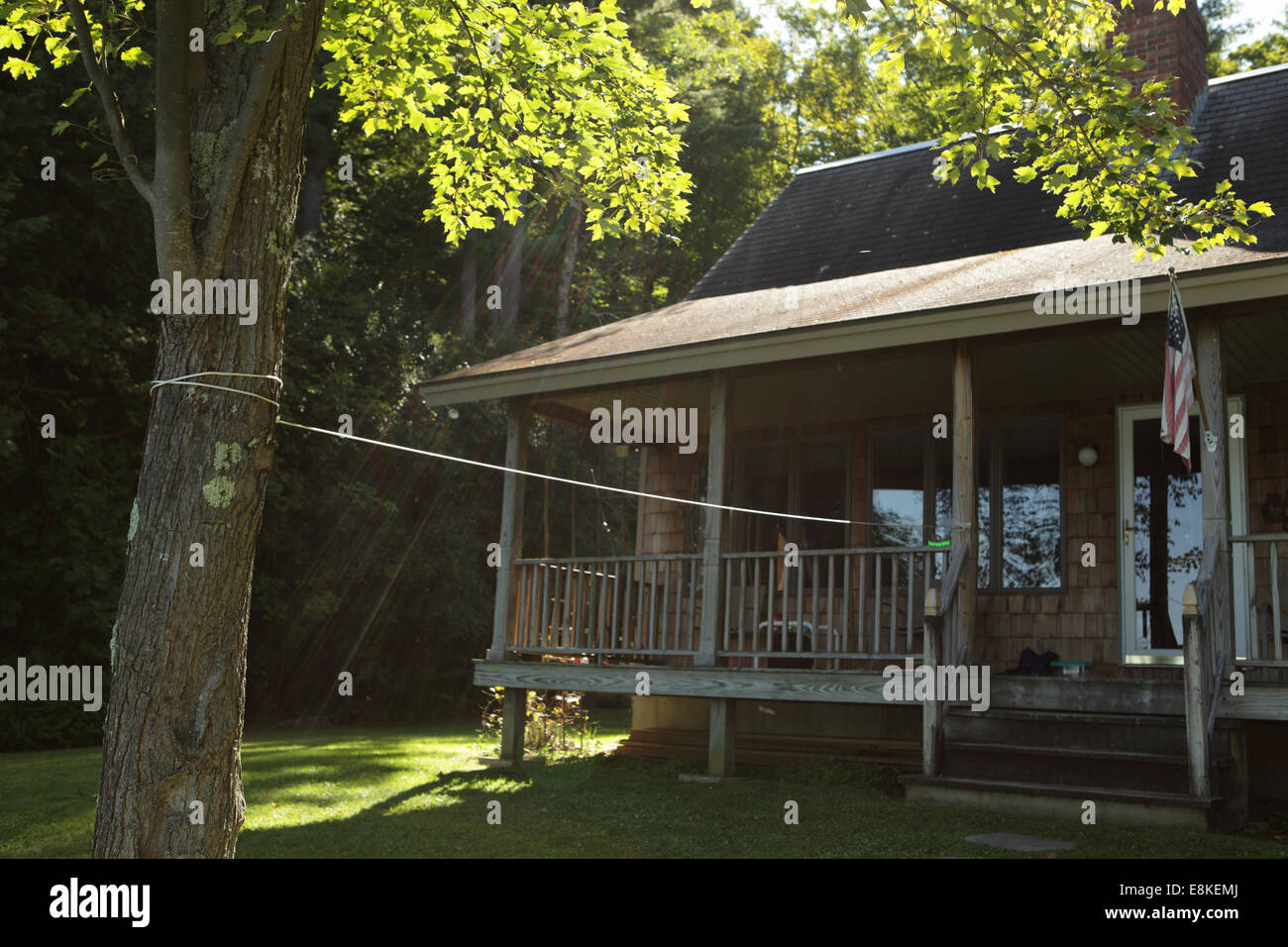 Cabin beside a lake in Vermont Stock Photo Alamy