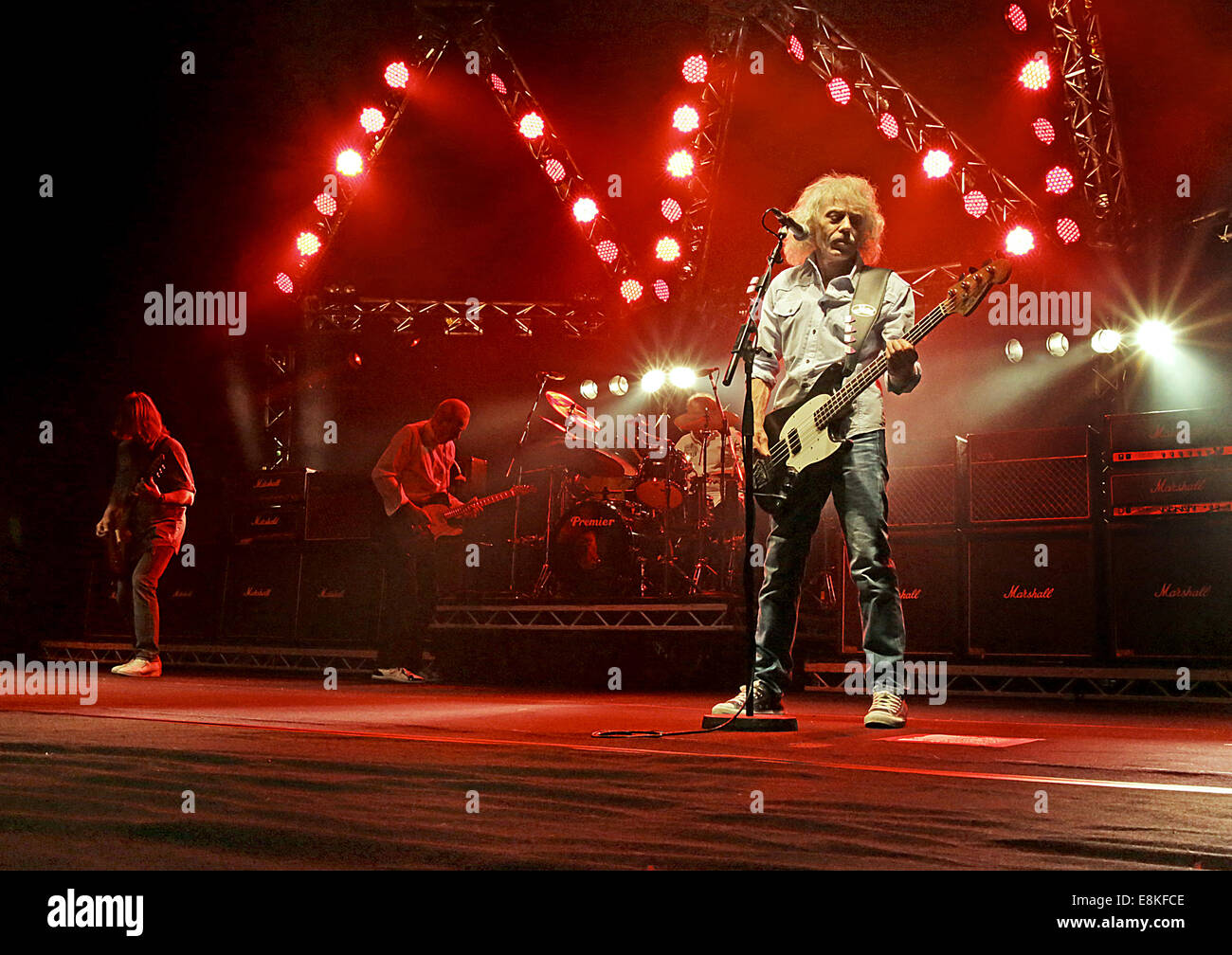 Status Quo performing live on stage on their 'Frantic Four' tour at