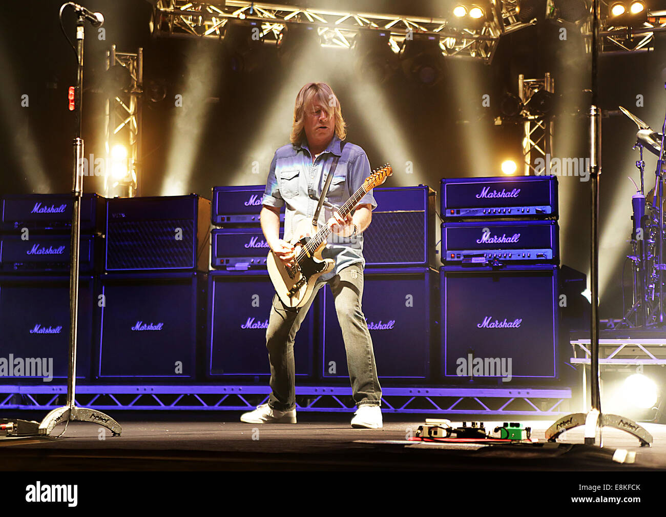 Status Quo performing live on stage on their 'Frantic Four' tour at