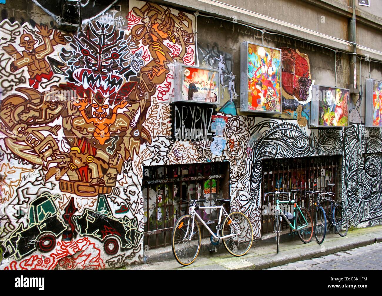 Street art graffiti, Hosier Lane, Melbourne Stock Photo