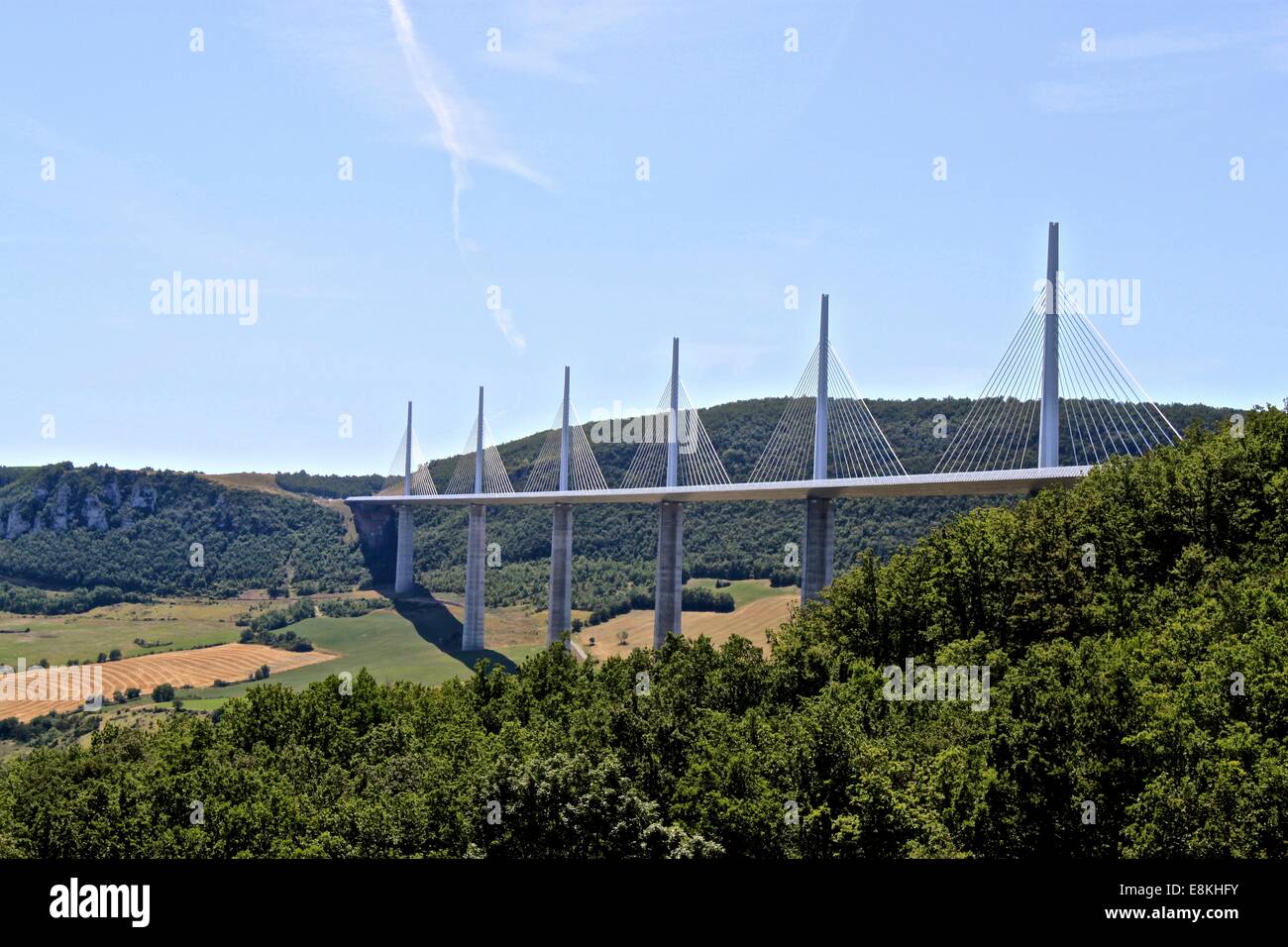 Millau Viaduct, Cable-stayed bridge in Creissels, France Stock Photo