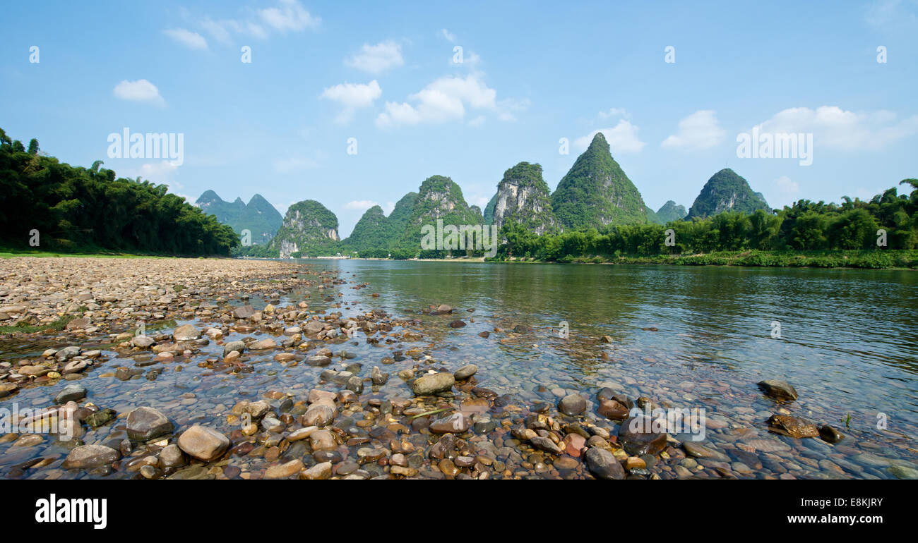 Beautiful river in Yangshuo Guilin in Guangxi province in China Stock Photo
