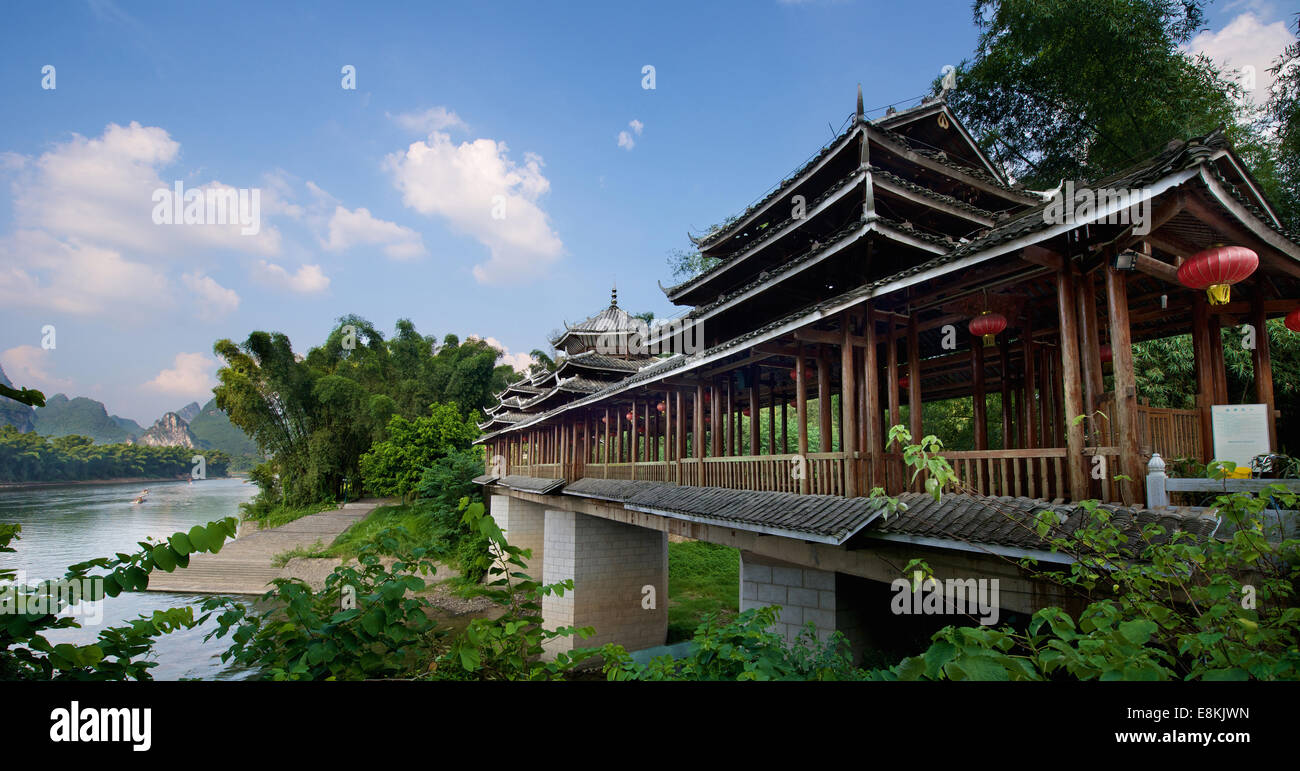 Pagoda temple in Yangshuo Guilin in Guangxi province in China Stock Photo