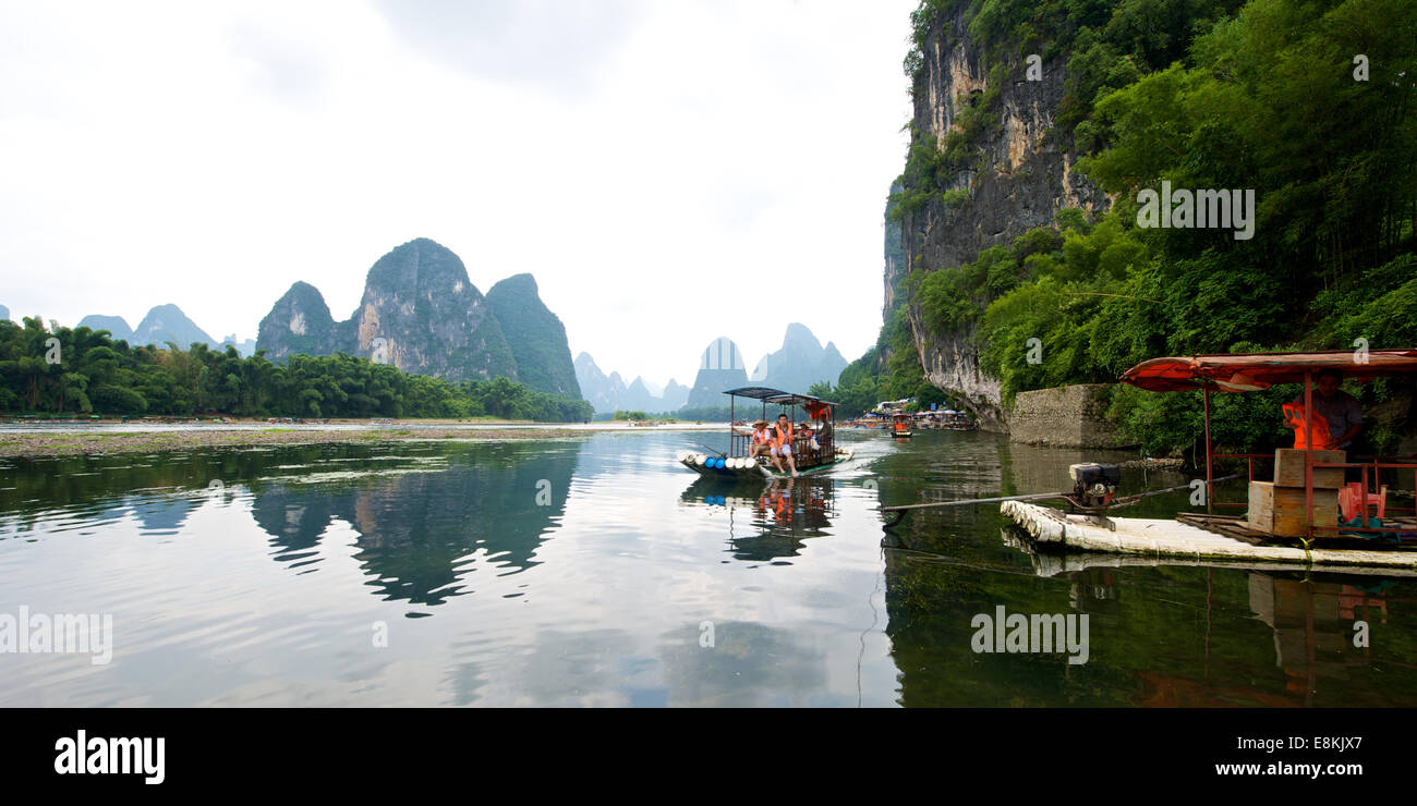 Guilin, China - September 13, 2014: Beautiful river in Yangshuo Guilin in Guangxi province in China Stock Photo