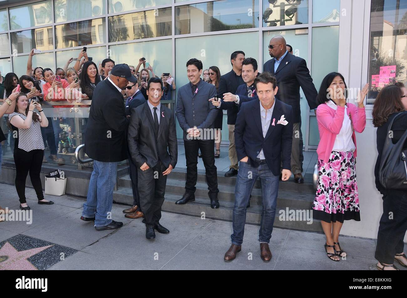 Los Angeles, CA, USA. 9th Oct, 2014. Danny Wood, Jonathan Knight, Jordan Knight, Joey McIntyre at the induction ceremony for Star on the Hollywood Walk of Fame for NEW KIDS ON THE BLOCK, Hollywood Boulevard, Los Angeles, CA October 9, 2014. Credit:  Michael Germana/Everett Collection/Alamy Live News Stock Photo