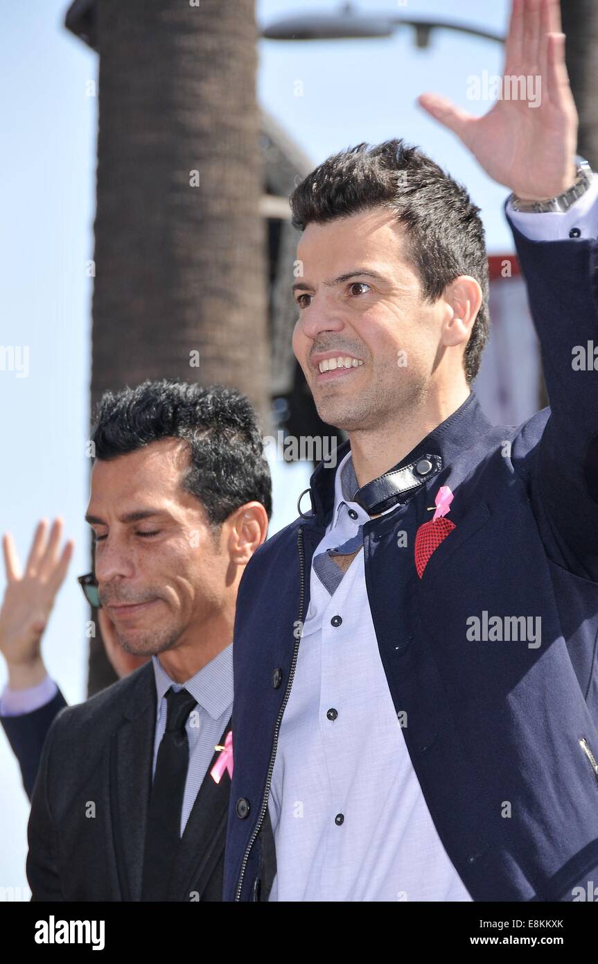 Los Angeles, CA, USA. 9th Oct, 2014. Danny Wood, Jordan Knight at the induction ceremony for Star on the Hollywood Walk of Fame for NEW KIDS ON THE BLOCK, Hollywood Boulevard, Los Angeles, CA October 9, 2014. Credit:  Michael Germana/Everett Collection/Alamy Live News Stock Photo