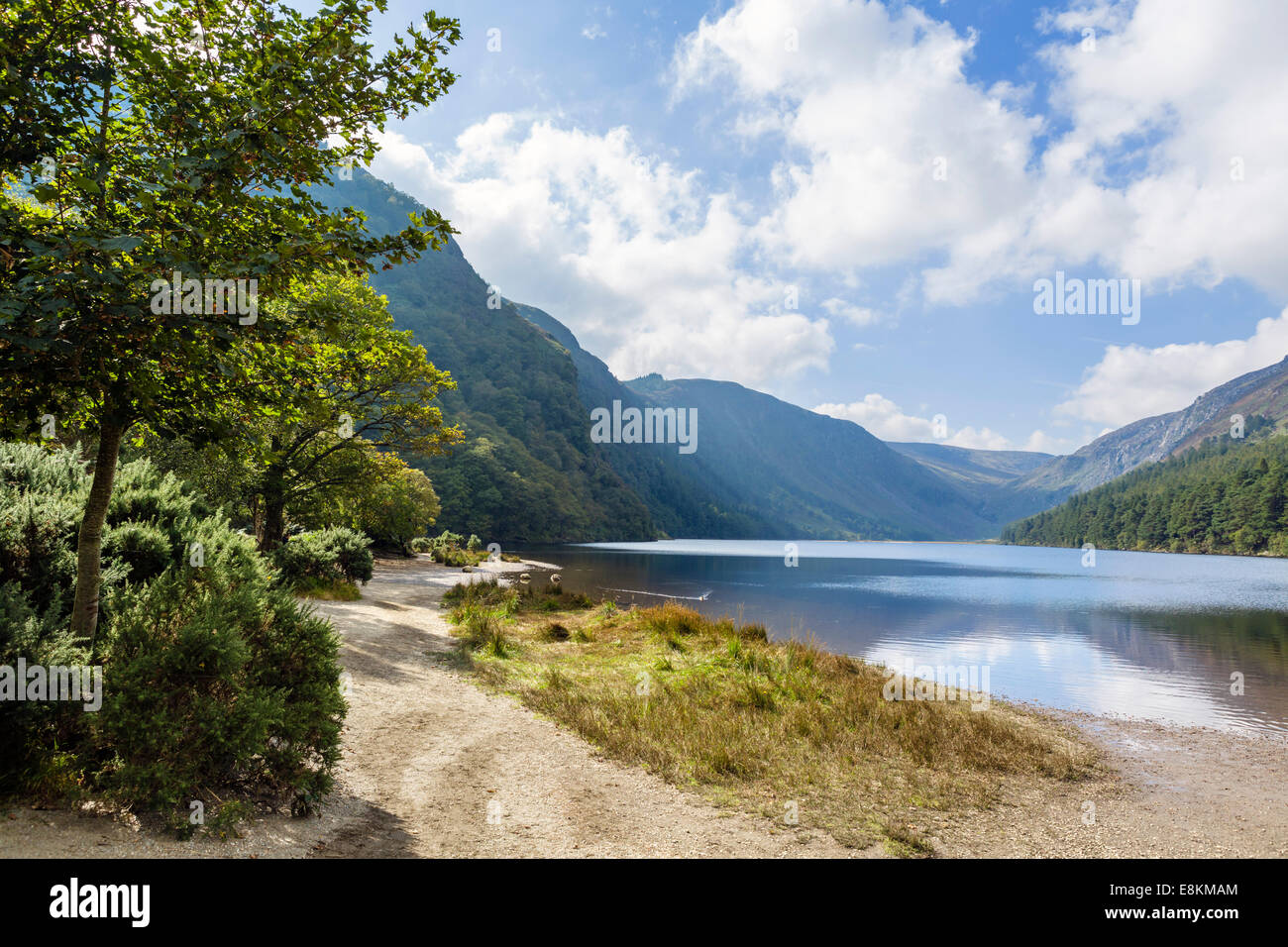 The Upper Lake at the old monastic settlement of Glendalough, County Wicklow, Republic of Ireland Stock Photo