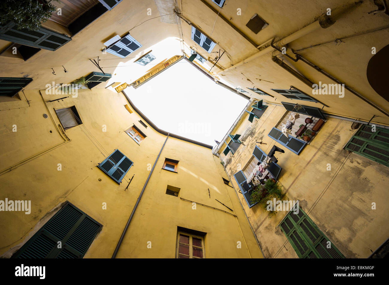 Courtyard in the medieval town centre, Taggia, Imperia Province, Liguria, Italy Stock Photo