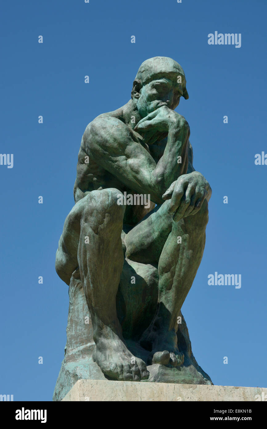 Statue The Thinker by Rodin, garden of the Musée Rodin, Paris, Ilede