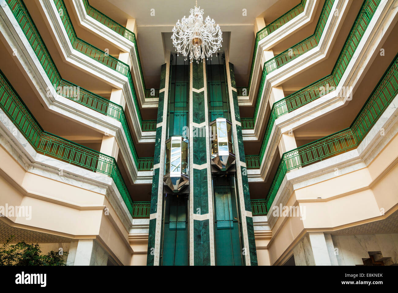 An abstract image of the lift and floors in a five star resort hotel near Port el Kantoui in Tunsia. Stock Photo