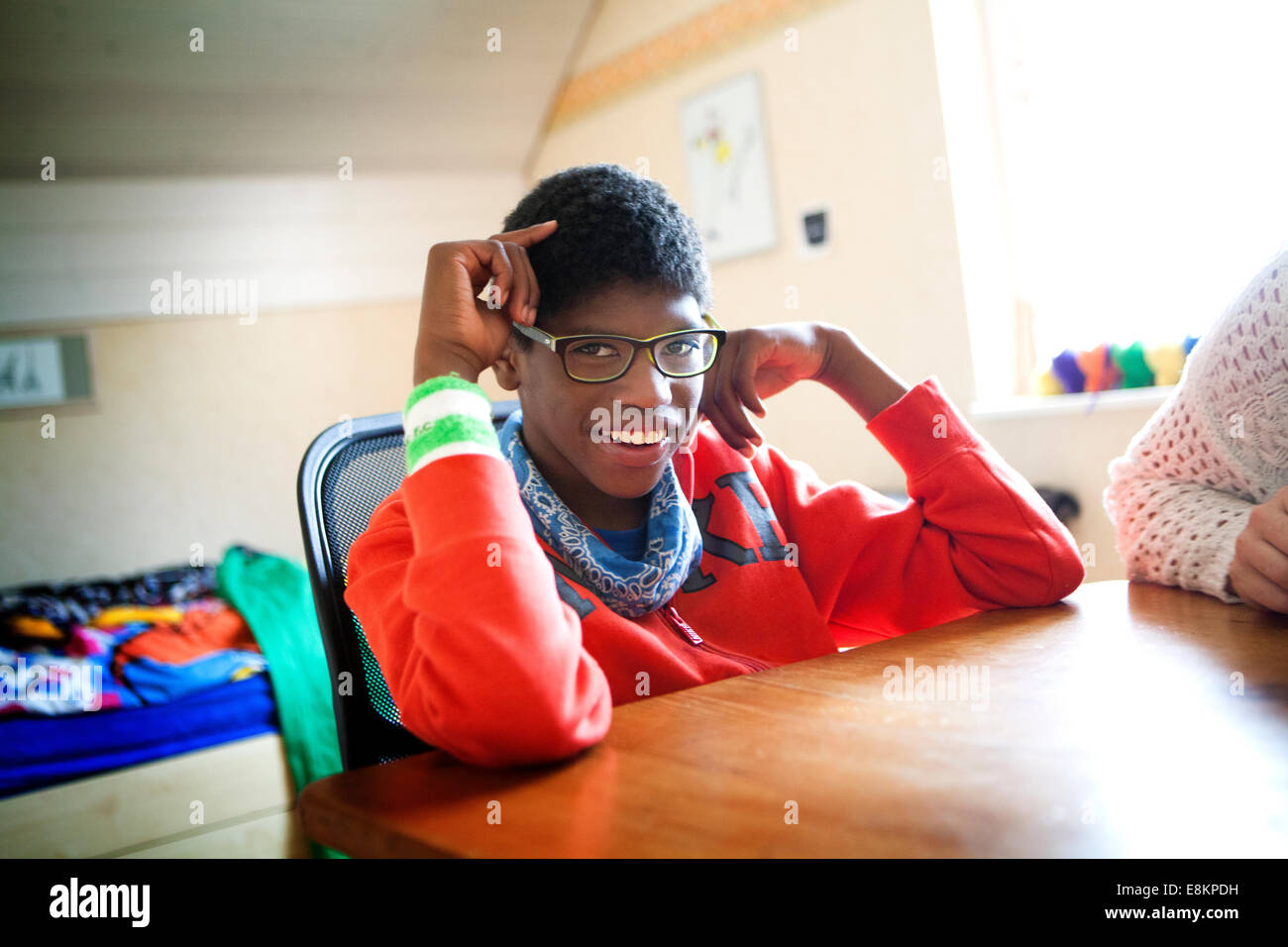 Reportage on Sylvain, 11 years old, suffering from autism. He was diagnosed when he was 7. Stock Photo