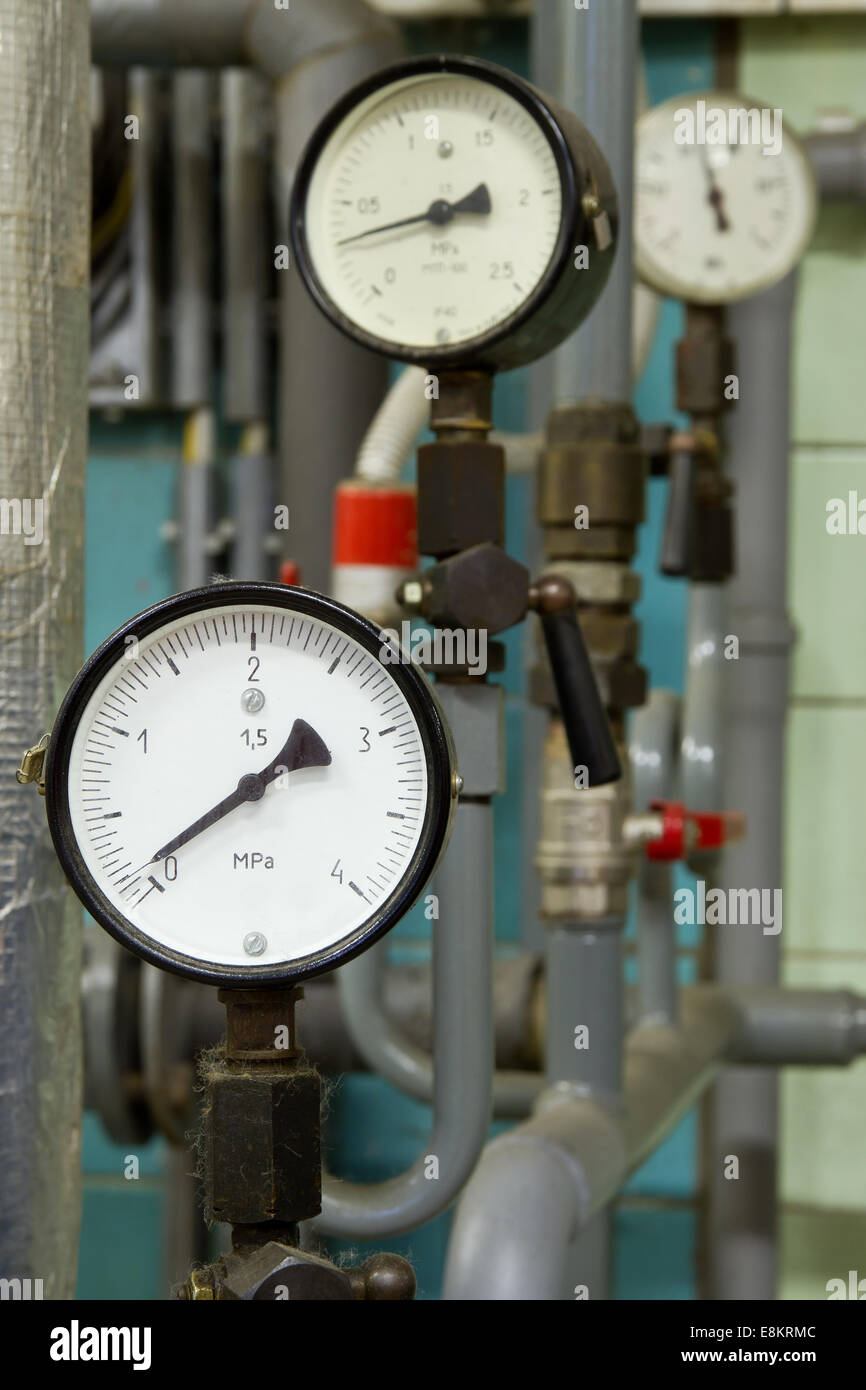 Manometer pressure in the boiler room Stock Photo Alamy