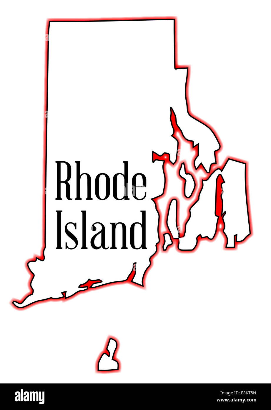 Outline map of the state of Rhode Island Stock Photo