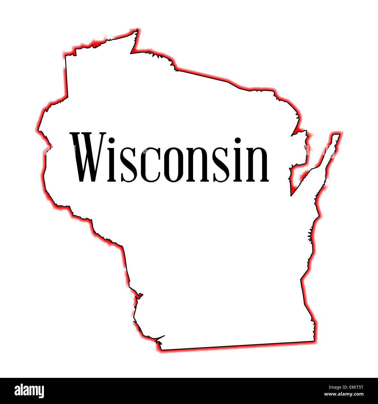 Outline map of the American state of Wisconsin Stock Photo