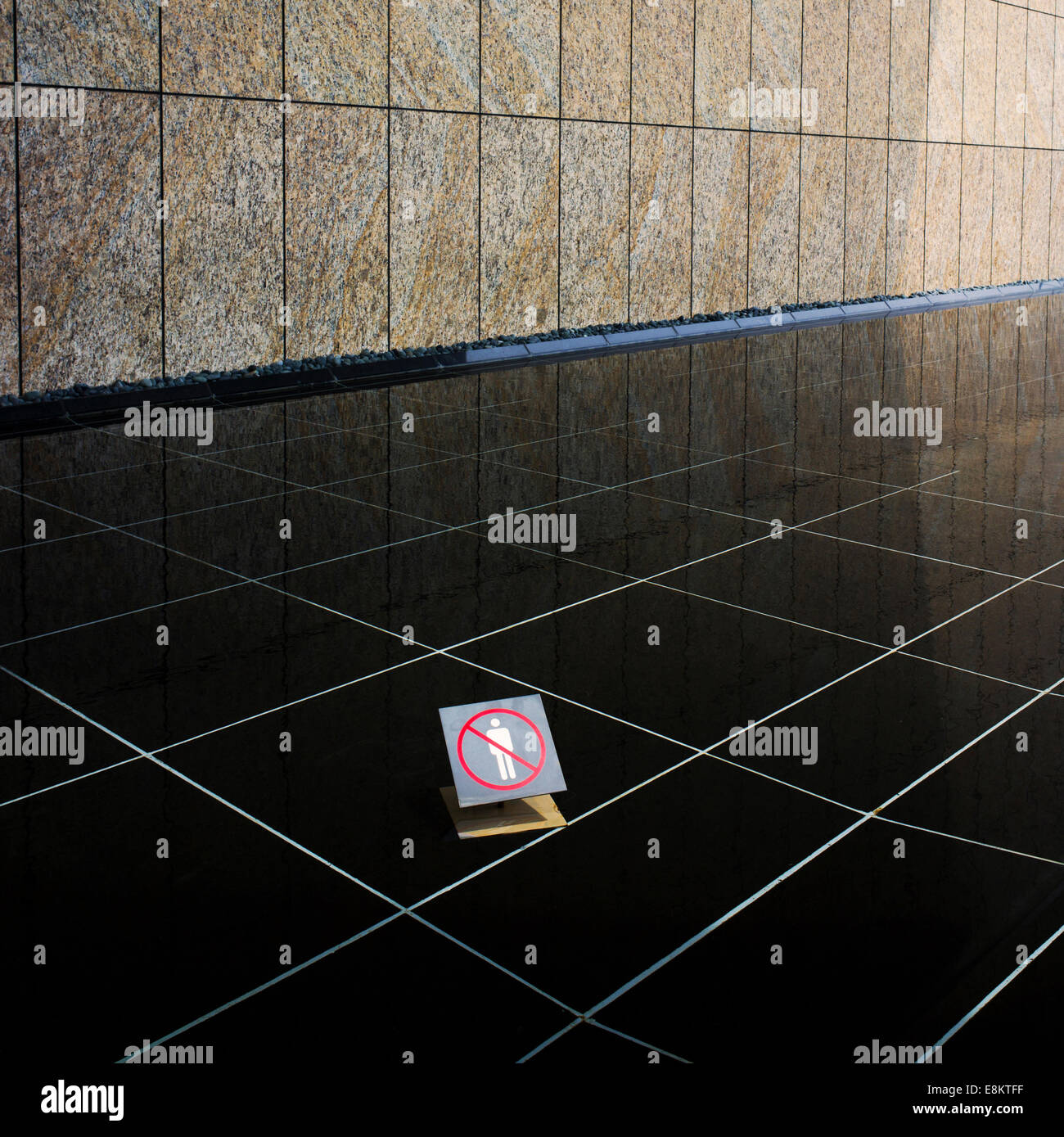 Do not walk on the tiles, Nagasaki art museum and gallery, Japan. Stock Photo