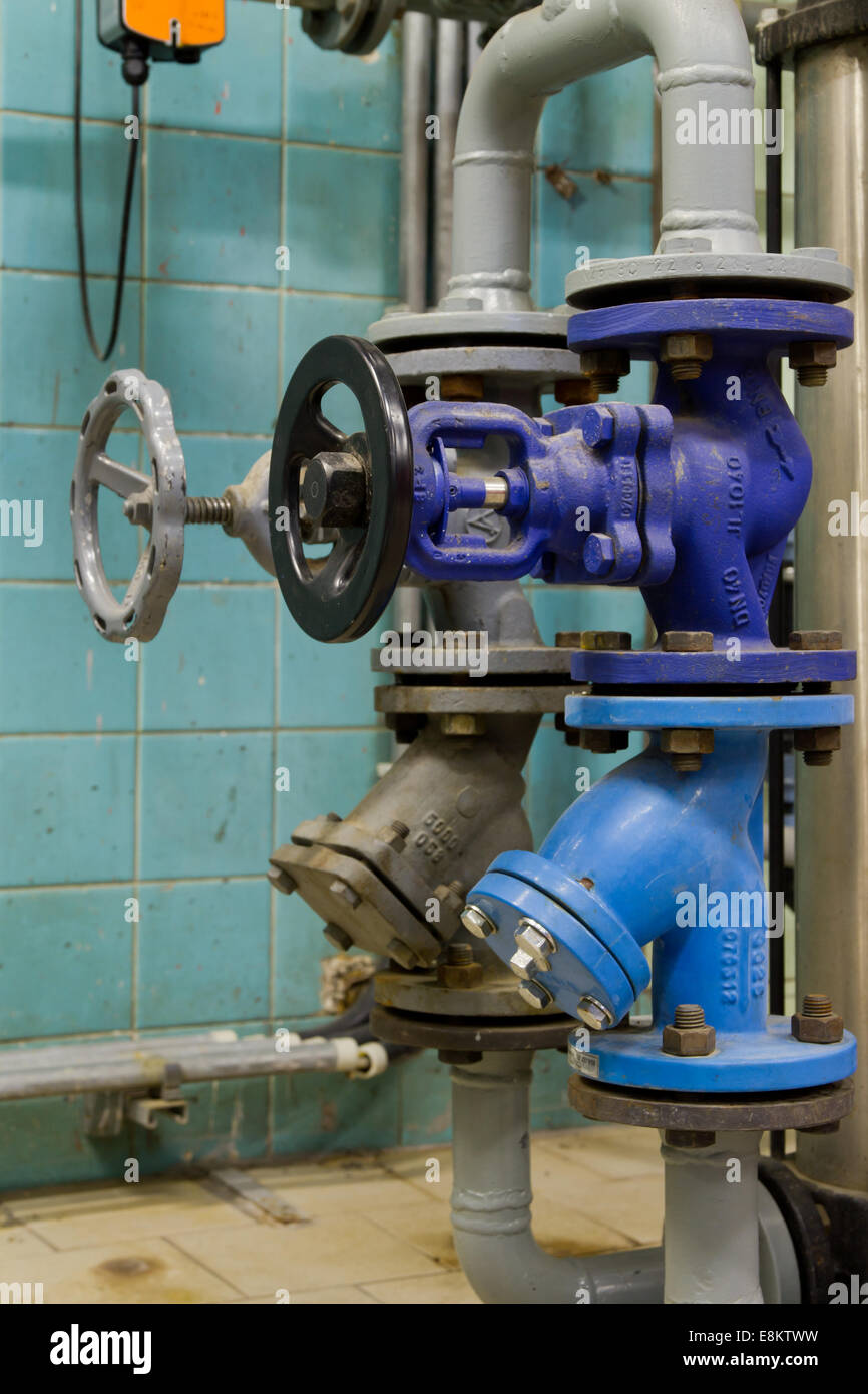 Pressure valves in gas boiler room Stock Photo Alamy