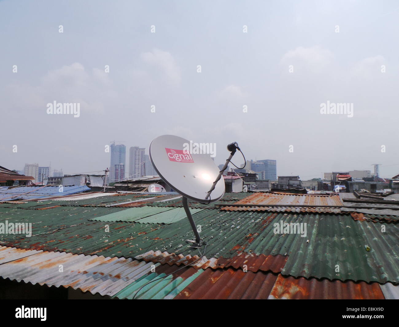 Manila, Philippines. 10th October, 2014. Cable TV satellite dish are