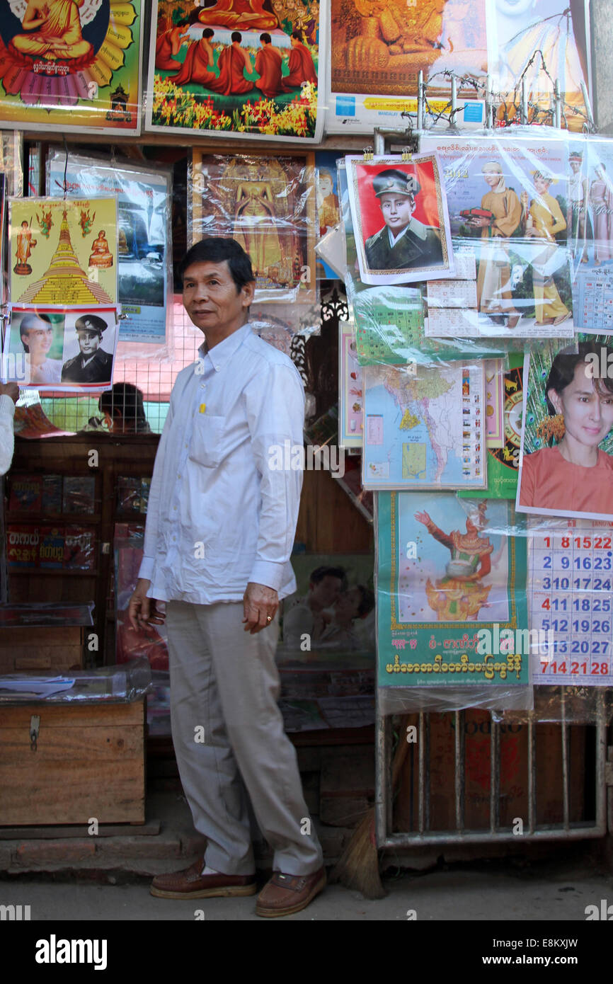Stall-holder at the market in Kengtung, Burma (Myanmar) on Monday 9 January 2012 Stock Photo