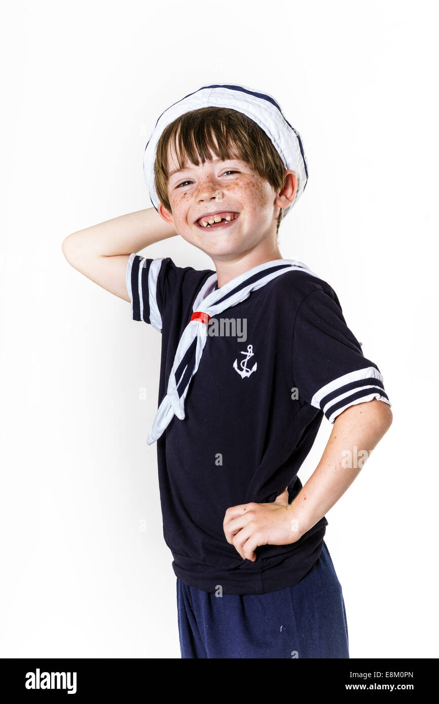 Cute little carroty boy dressed in sailor suit Stock Photo Alamy