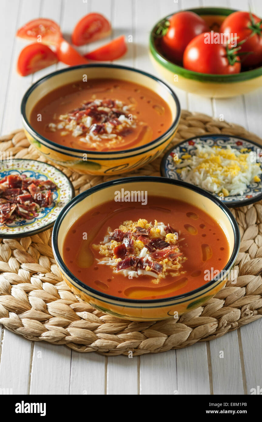 Salmorejo. Chilled tomato soup from Cordoba Spain Stock Photo