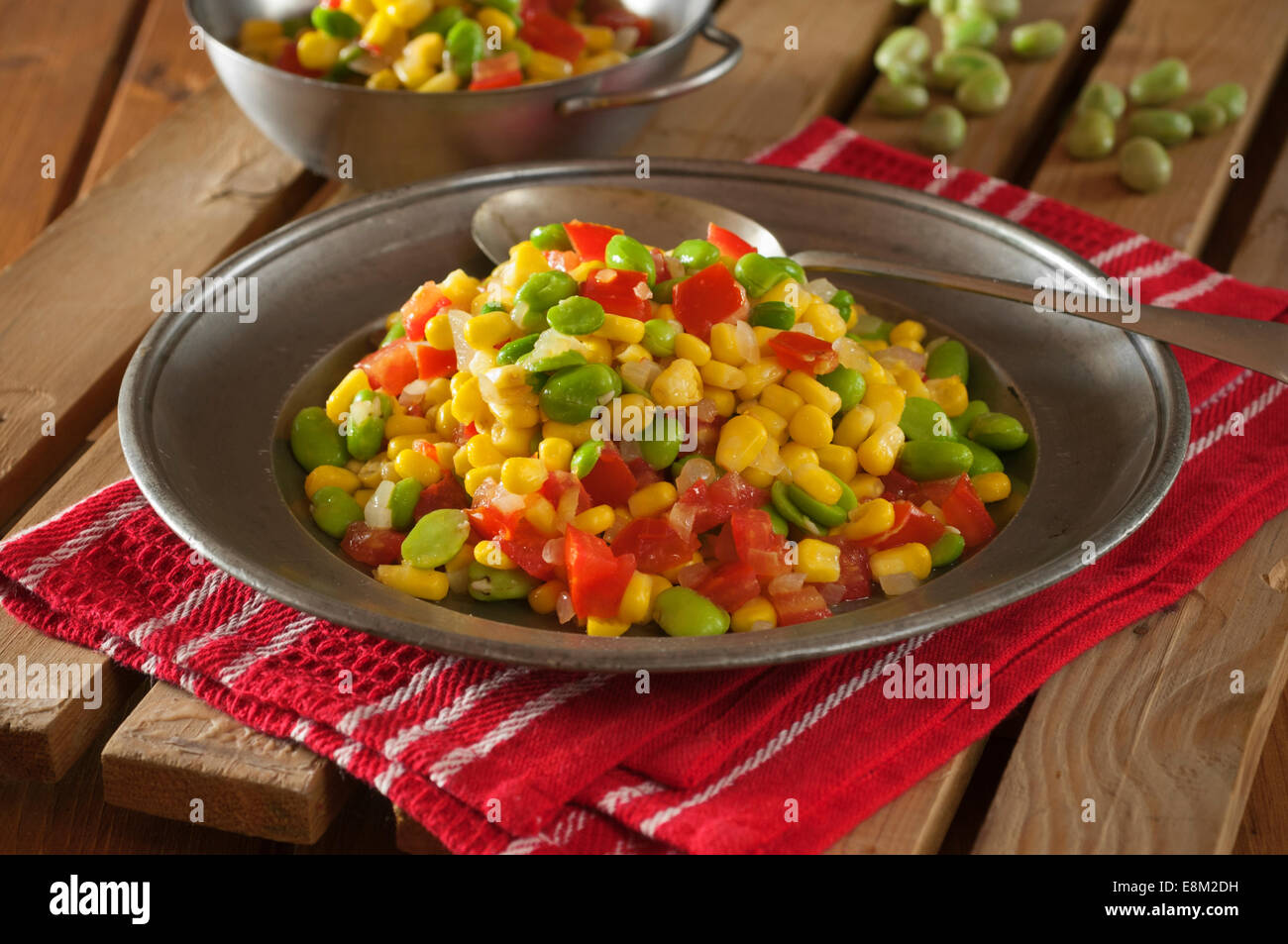 Succotash. Corn and lima bean stew. USA Food Stock Photo Alamy