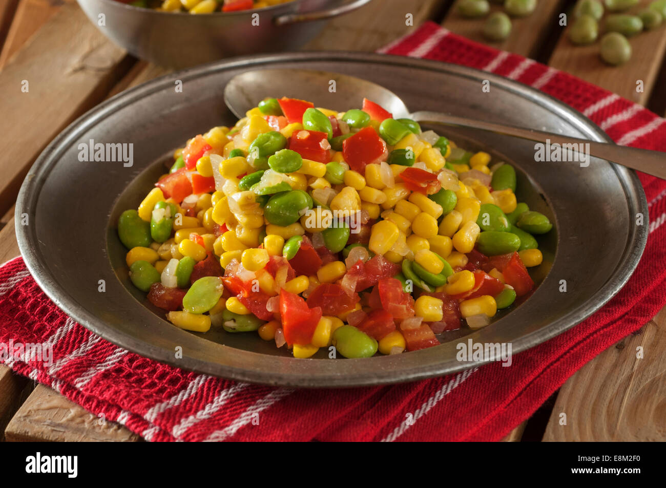Succotash. Corn and lima bean stew. USA Food Stock Photo Alamy