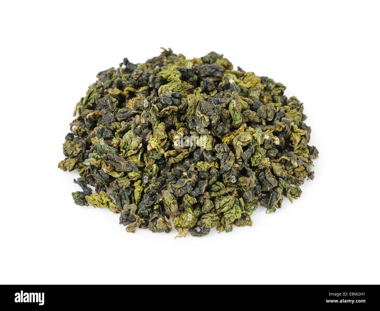 oolong green tea heap, isolated on white background Stock Photo