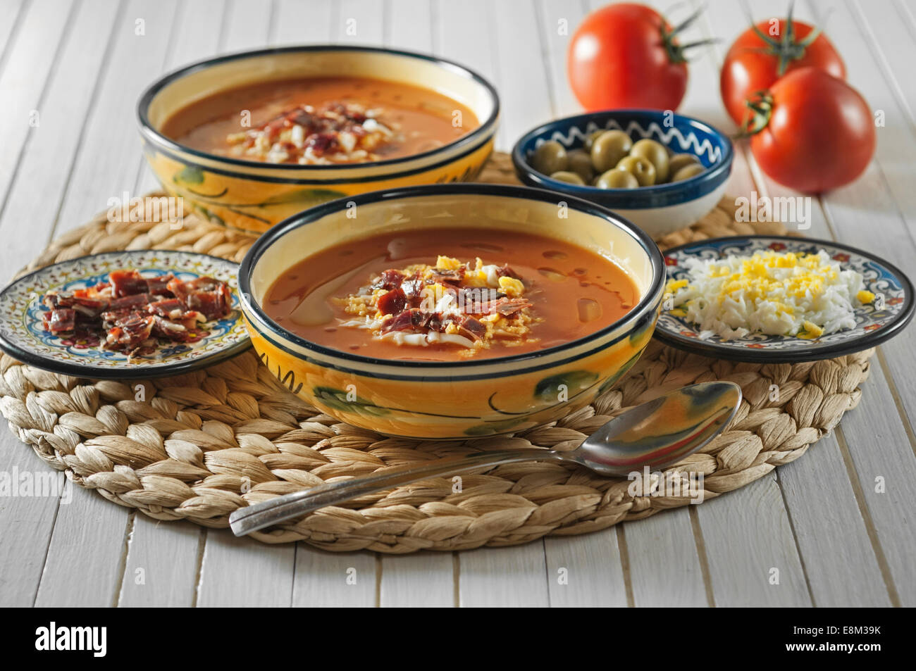 Salmorejo. Chilled tomato soup from Cordoba Spain Stock Photo