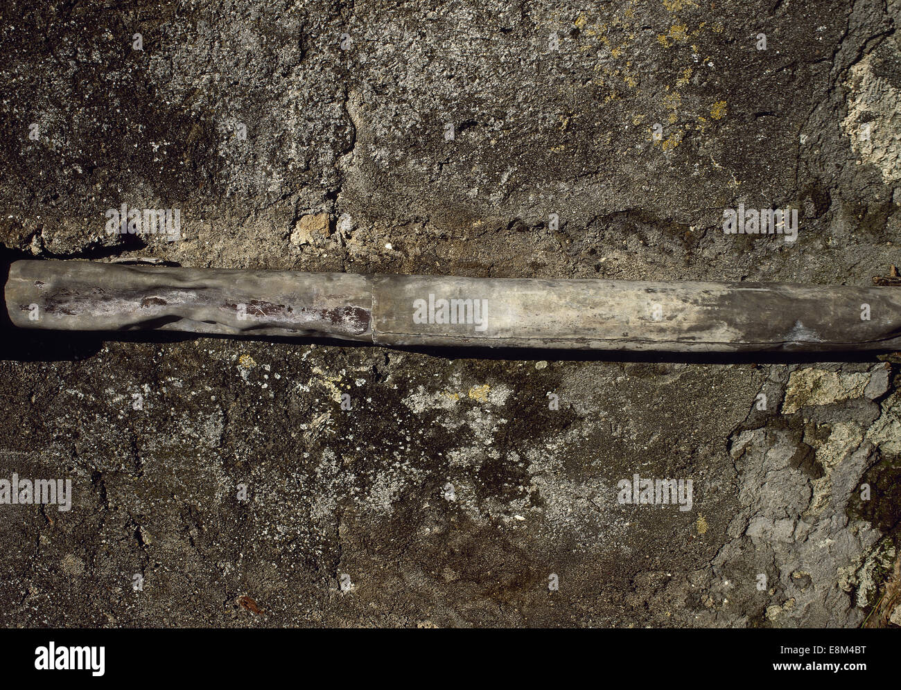 Italy. Pompeii. An original Roman lead pipe. Stock Photo