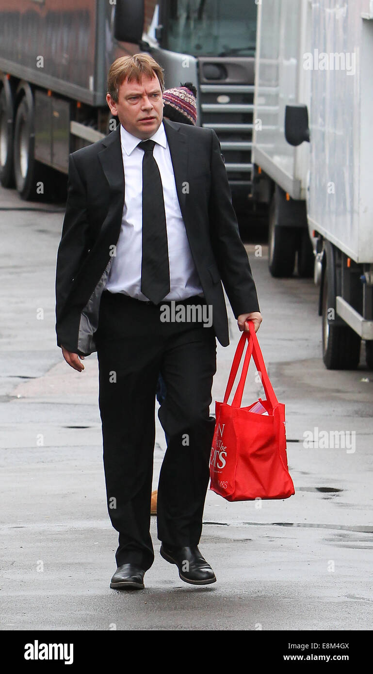 Eastenders cast film scenes for Lucy Beale's funeral  Featuring: Adam Woodyatt Where: London, United Kingdom When: 07 Apr 2014 Stock Photo