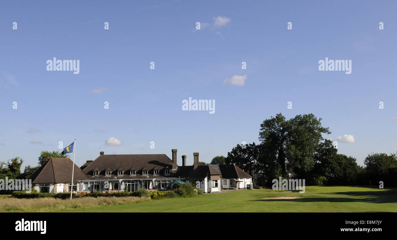 View to the Clubhouse from 18th Hole at Shirley Park Golf Club Croydon Surrey England Stock Photo