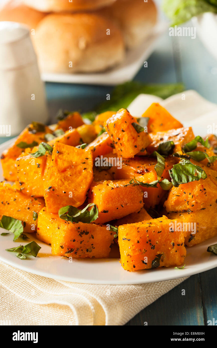 Organic Baked Butternut Squash with Herbs and Spices Stock Photo Alamy