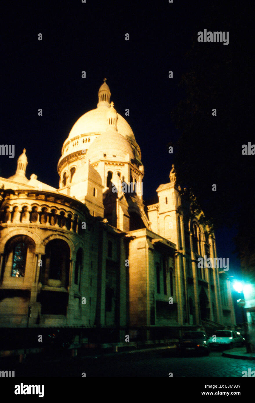 Paris France Sacre Coeur At Night Stock Photo