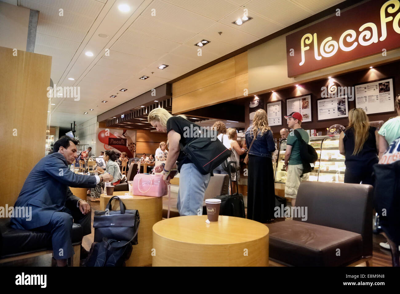 Athens Greece Athens International Airport People In Cafe Stock Photo