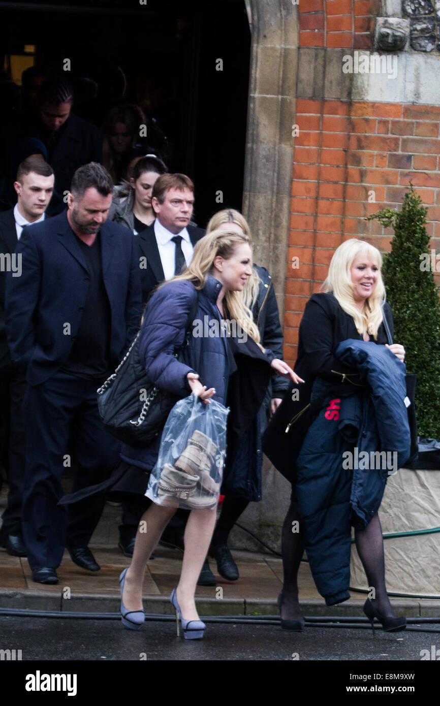 'Eastenders' cast film scenes for Lucy Beale's funeral  Featuring: Letitia Dean,Adam Woodyatt Where: London, United Kingdom When: 07 Apr 2014 Stock Photo