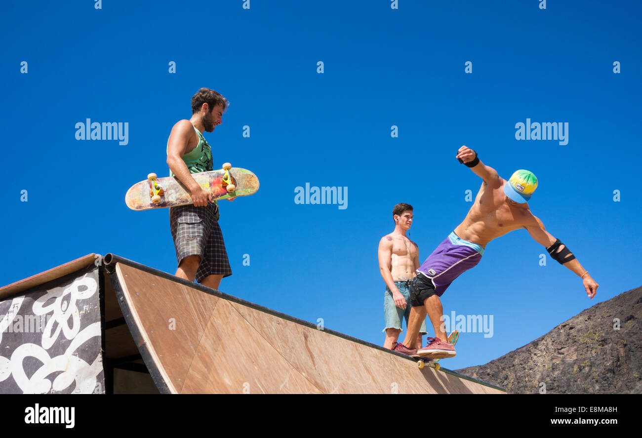 Skateboarder on Skateboarding ramp in skatepark Stock Photo - Alamy