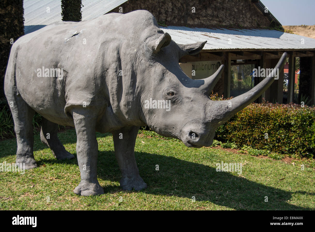 False rhino outside retail centre Stock Photo