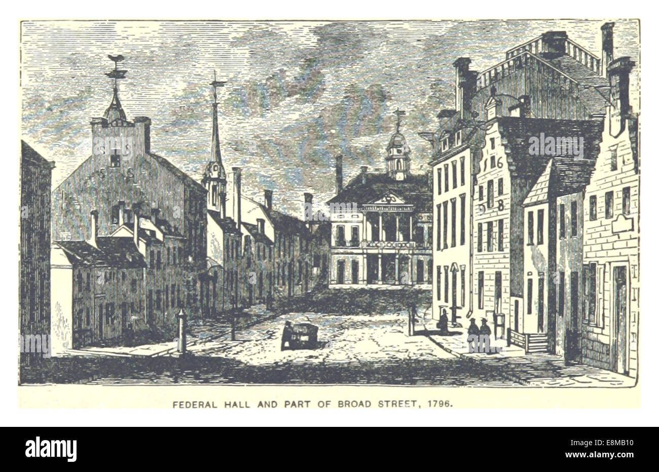 030 FEDERAL HALL AND PART OF THE BROAD STREET, 1796 Stock Photo