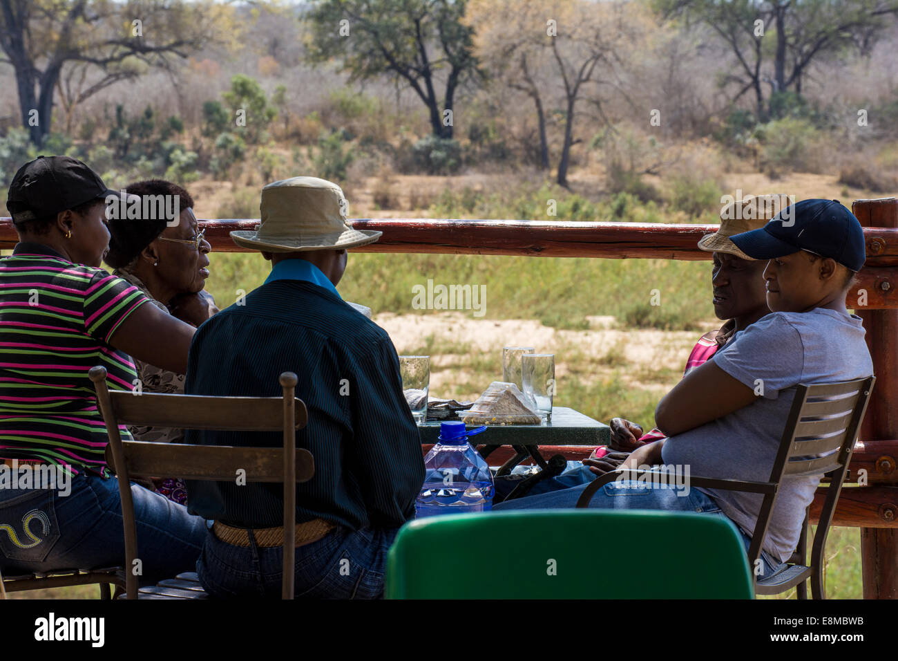 Black African family enjoying the Kruger National Park Stock Photo