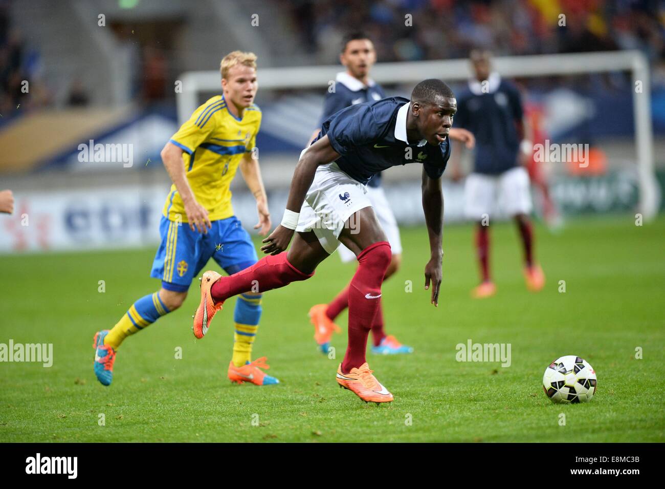Stade Le Mans, Le Mans, France. 10th Oct, 2014. U23 International football. Euro 2015 Qualification match between France and Sweden. Kurt Zouma (fra) Credit:  Action Plus Sports/Alamy Live News Stock Photo