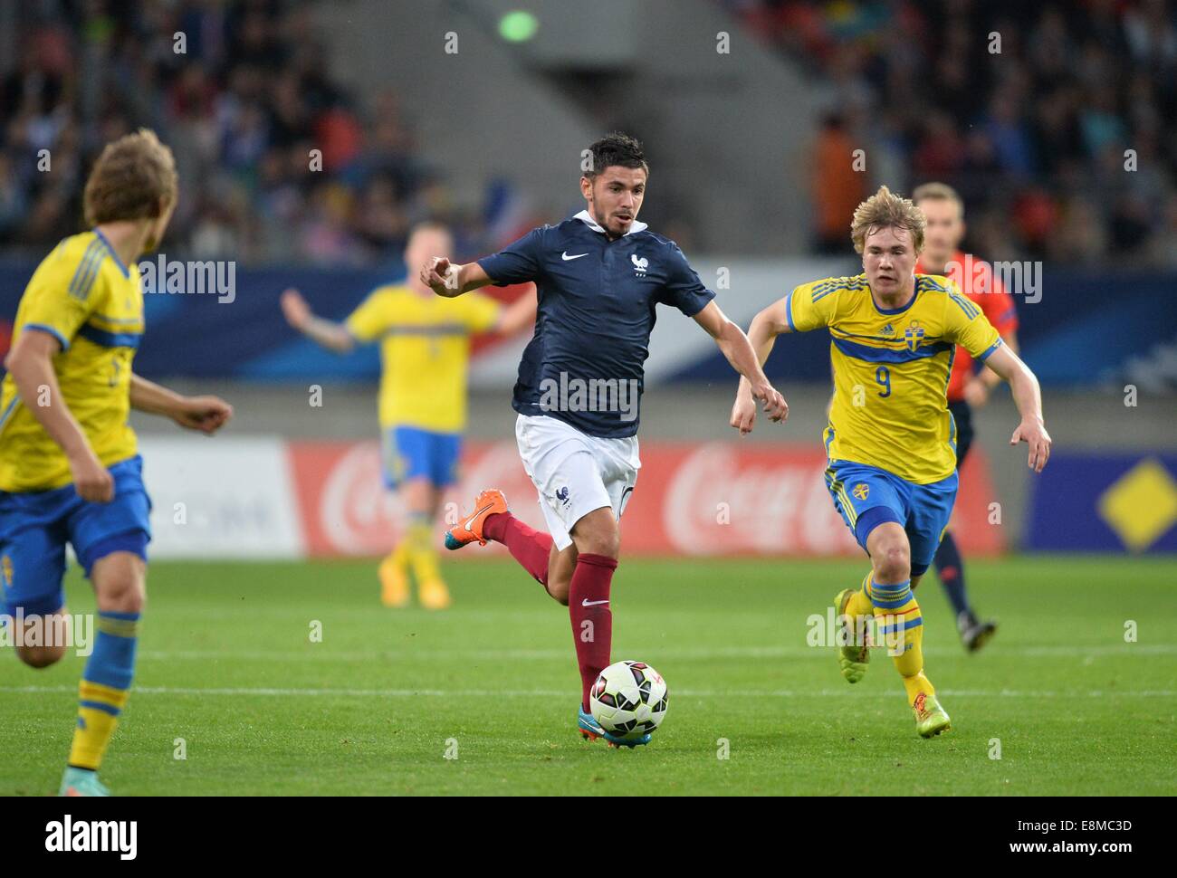 Stade Le Mans, Le Mans, France. 10th Oct, 2014. U23 International football. Euro 2015 Qualification match between France and Sweden. Morgan Sanson (fra) Credit:  Action Plus Sports/Alamy Live News Stock Photo