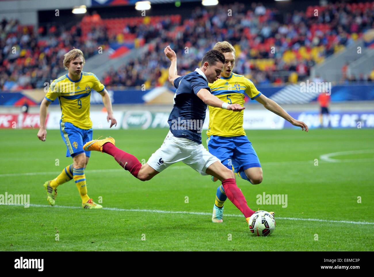 Stade Le Mans, Le Mans, France. 10th Oct, 2014. U23 International football. Euro 2015 Qualification match between France and Sweden. Florian Thauvin (fra) Credit:  Action Plus Sports/Alamy Live News Stock Photo