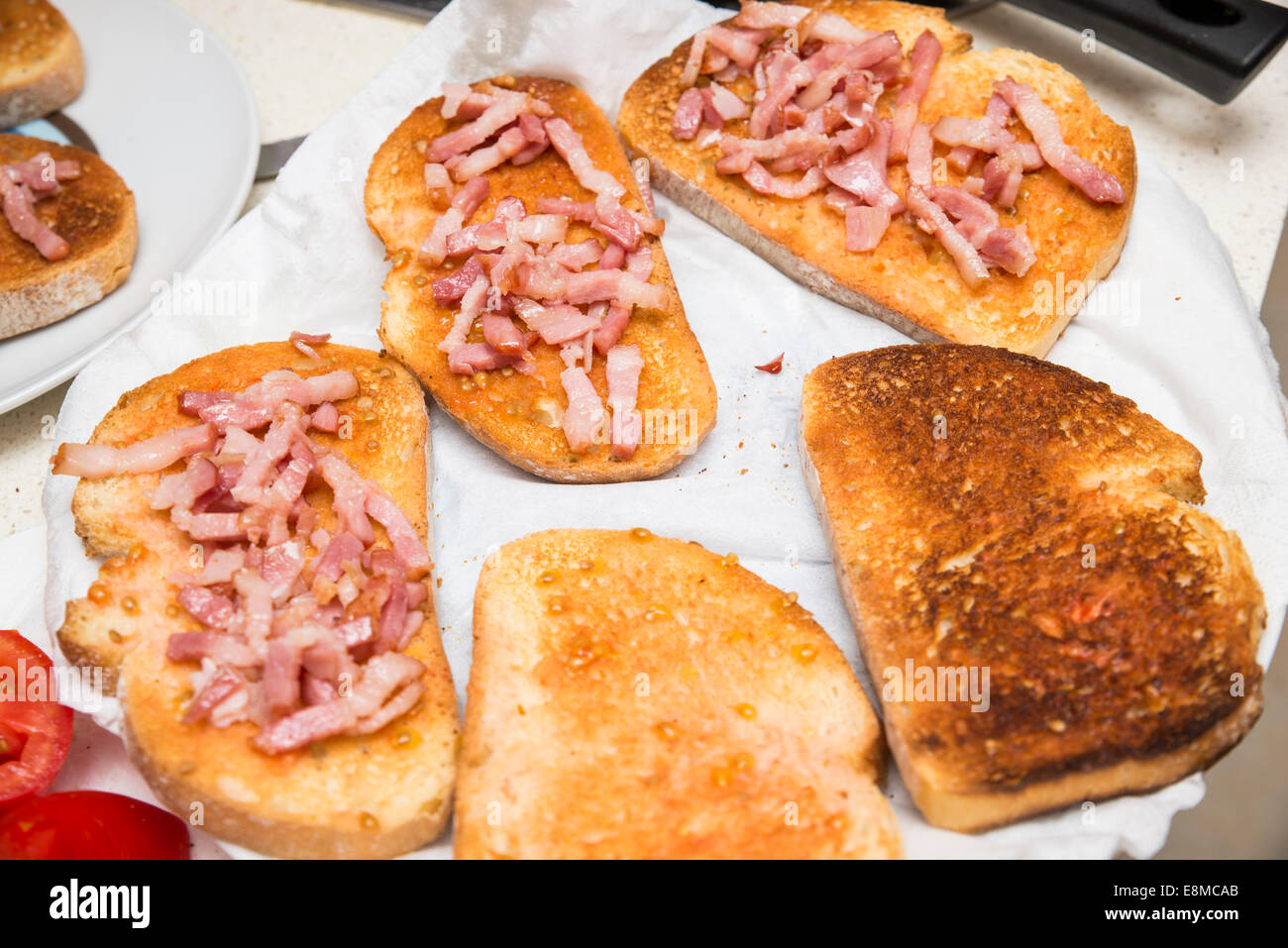 toast with bacon newly miss Stock Photo
