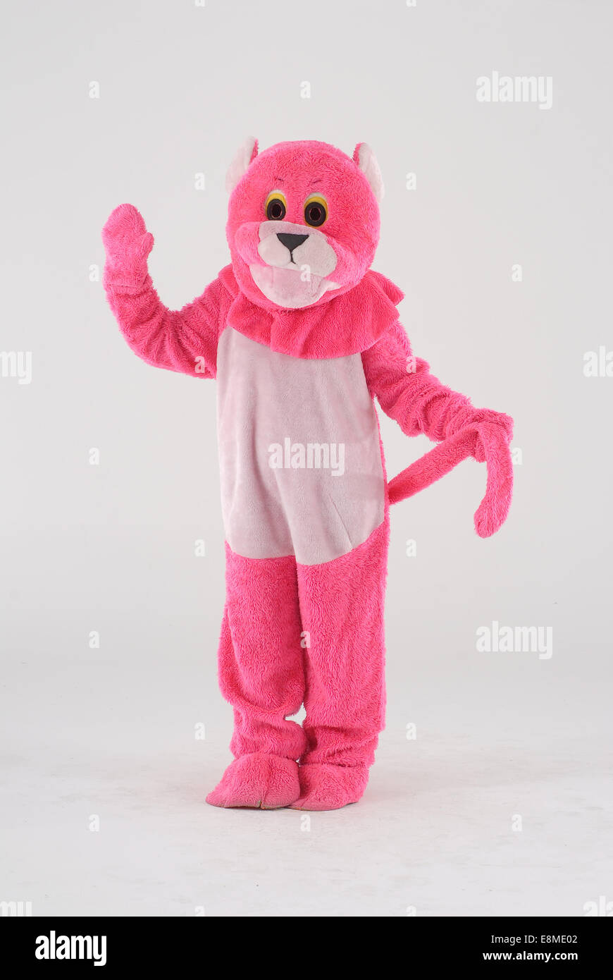 Fancy dress comedy costume pink bagpuss / tiger / cat / panther animal outfit Stock Photo