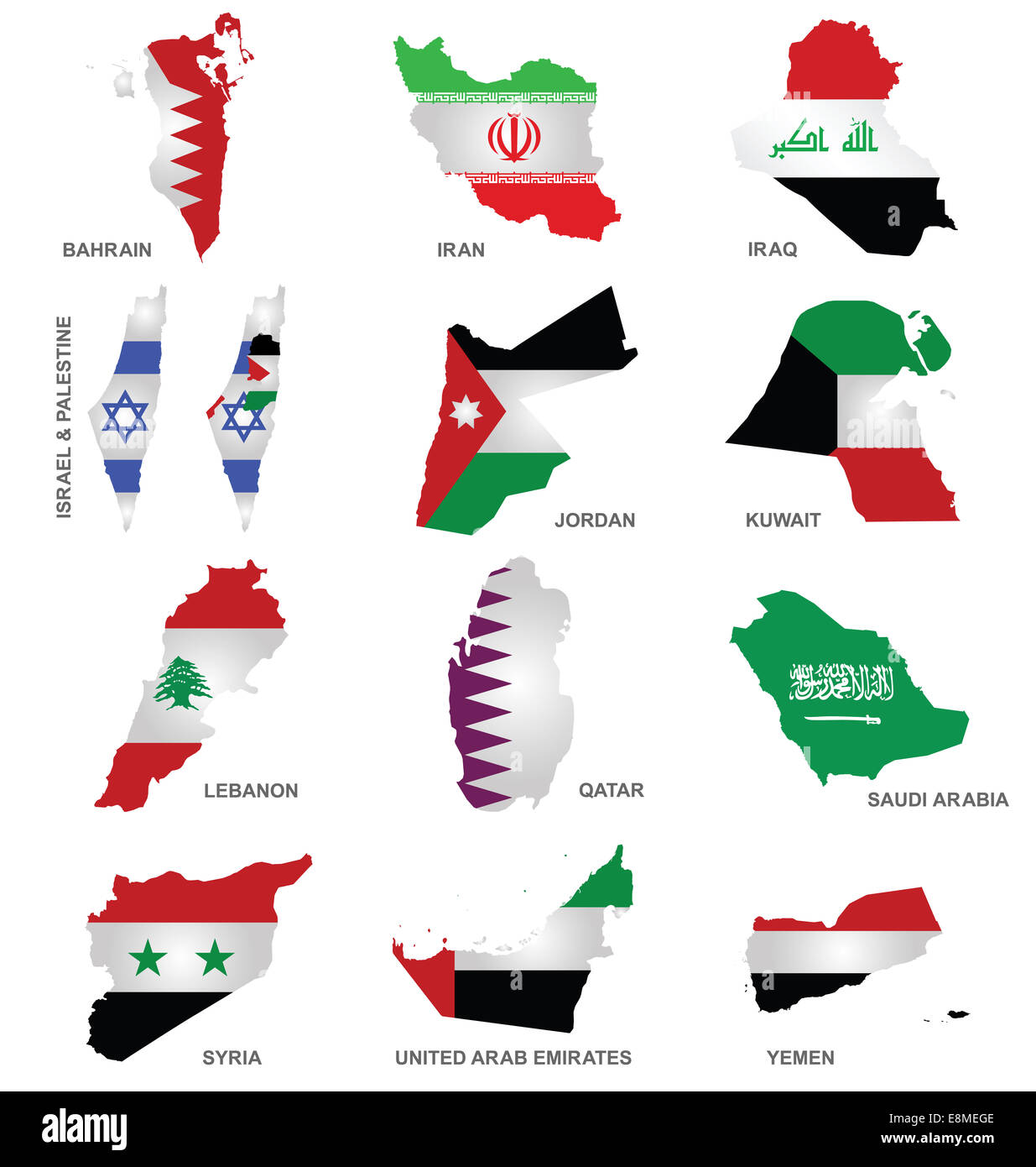 Gulf State Flags Stock Photo