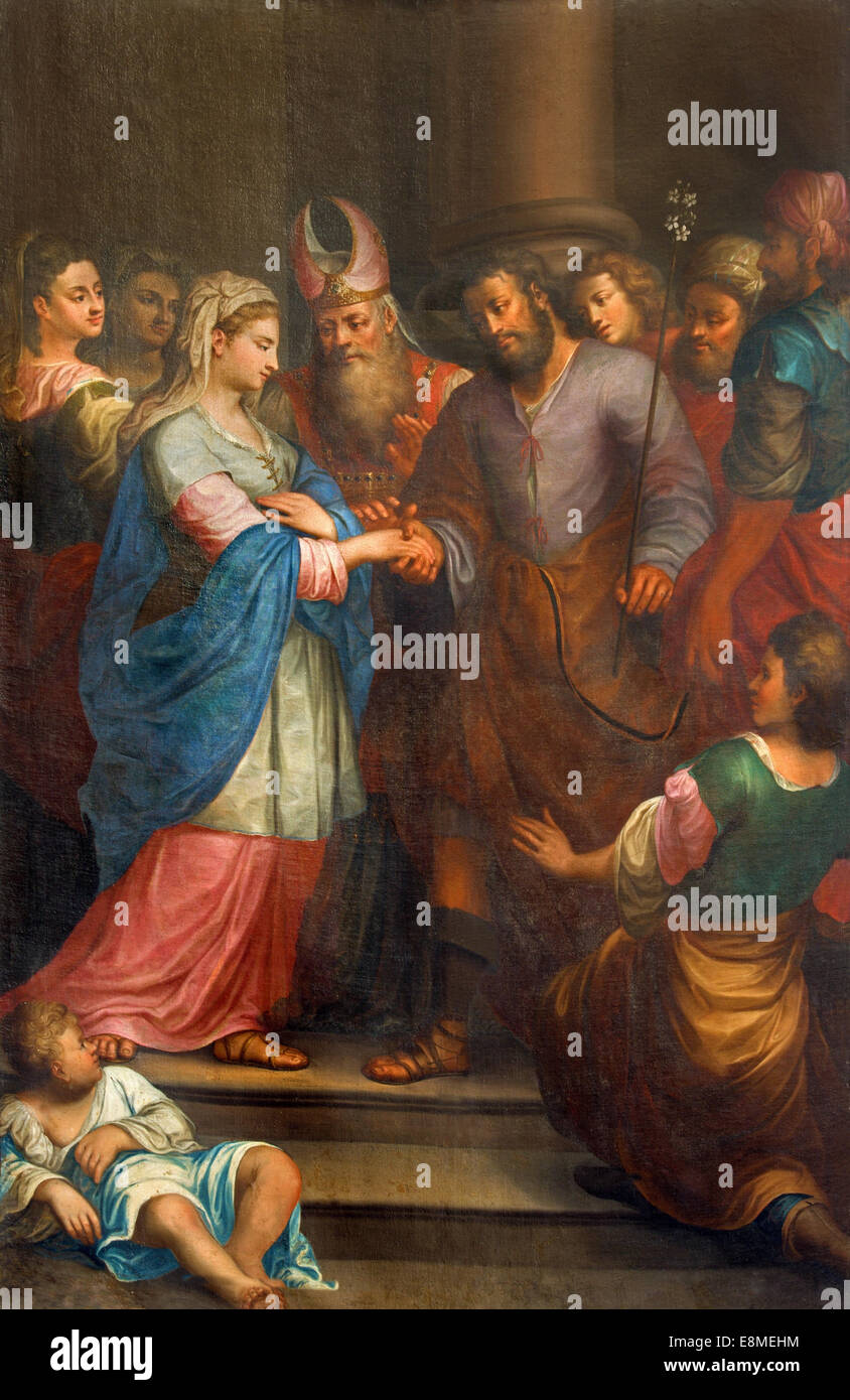 PADUA, ITALY - SEPTEMBER 9, 2014: The Espousals of Virgin Mary and st ...